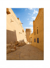 Vintage Street View In Old City On Canvas Painting Beige 50x70centimeter