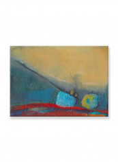 Abstract Painting Wall Art Canvas Yellow/blue 70x50centimeter