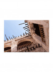 Vintage Arab Building View On Canvas Painting Beige 70x50centimeter