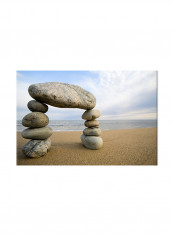 Gate Made From Stones On The Beach On Canvas Painting Blue/Brown 70x50centimeter