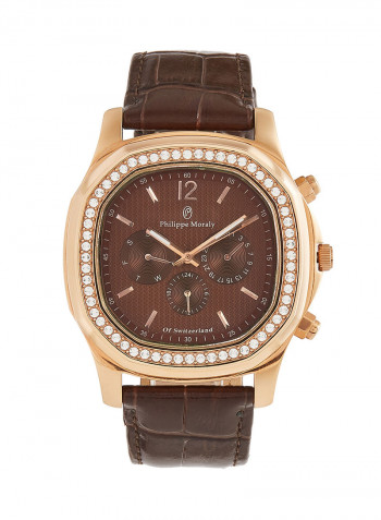 Men's Leather Analog Wrist Watch LS1151ROO