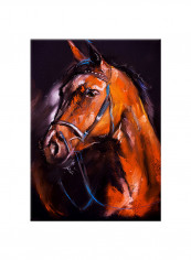 Horse Vintage Abstract Oil Art Canvas Painting Brown 70x50centimeter
