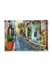 Old Street Vintage Art Oil Canvas Painting Multicolour 70x50centimeter