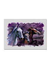 Vintage Abstract Oil Art Canvas Painting Purple 70x50centimeter