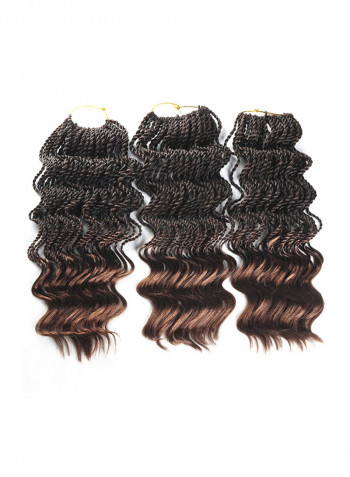 6-Piece Wavy Twist Crochet Hair Extension Brown 14inch