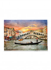 Boat In Venice Vintage Art Oil Canvas Painting Multicolour 70x50centimeter