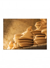 Clay Vases On Canvas Painting Brown 70x50centimeter