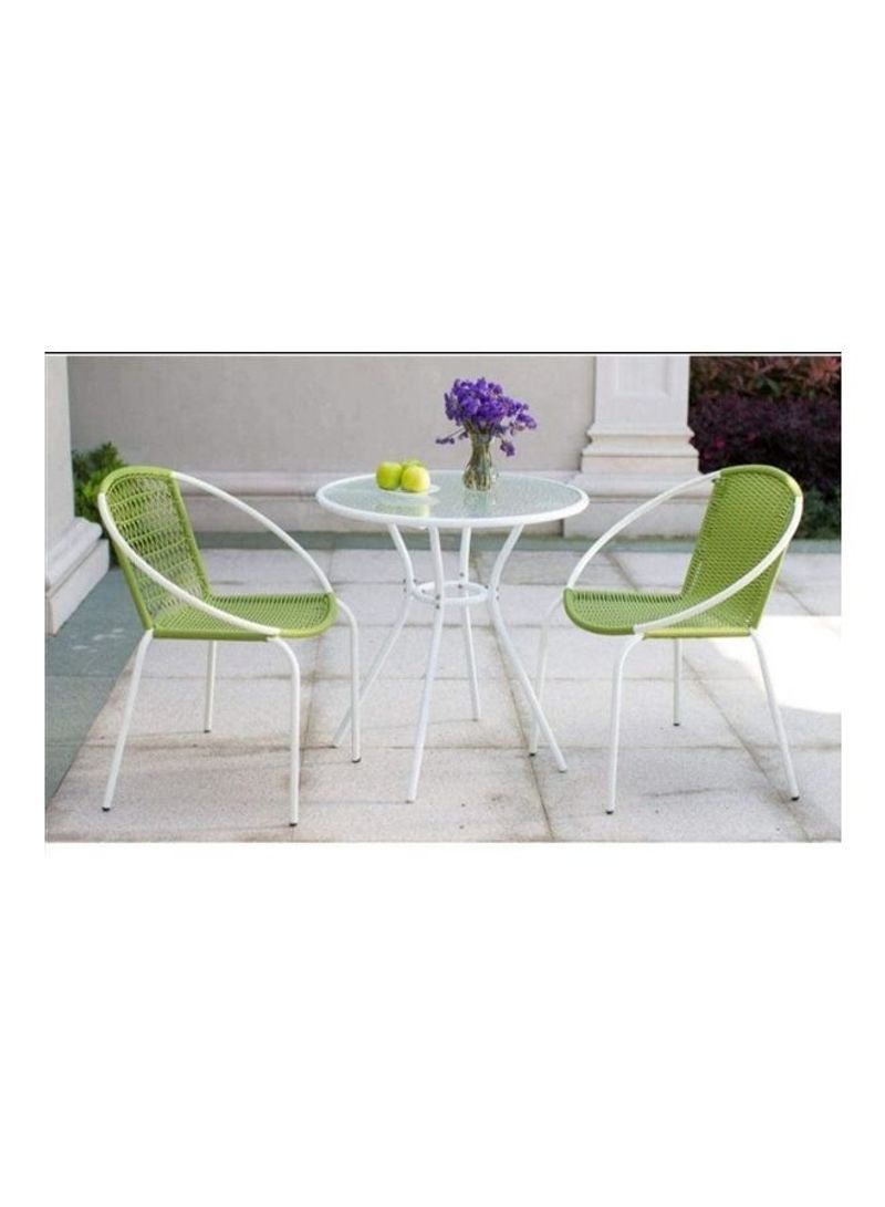 Outdoor Synthetic Rattan Tables And Chairs Set Green/White