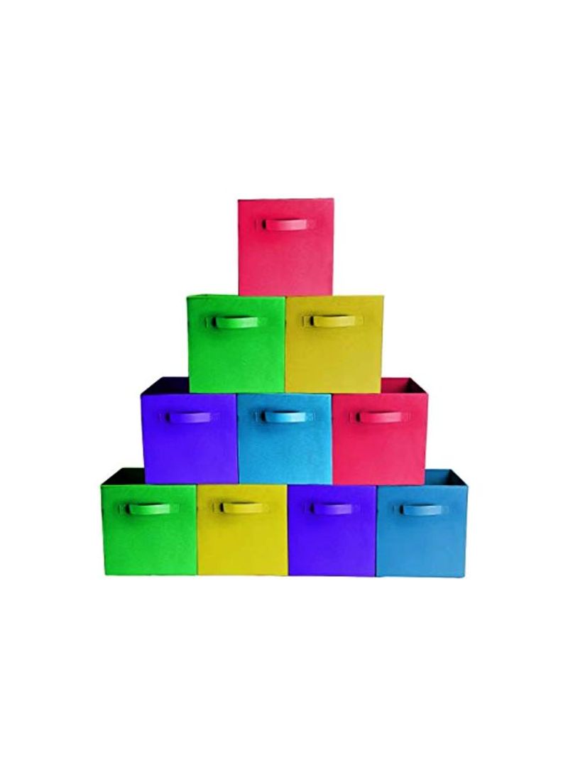 Pack Of 10 Durable Storage Bins Multicolour 10.5x10.5x11inch