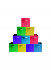 Pack Of 10 Durable Storage Bins Multicolour 10.5x10.5x11inch