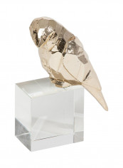 Small Cubist Finch on Crystal Gold 5.75 x 3.5 x 7inch