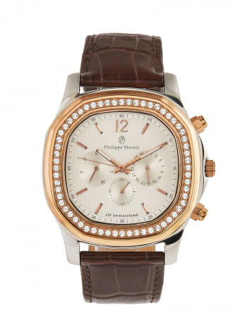 Men's Leather Analog Wrist Watch LS1151CRWO