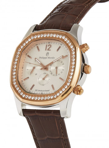 Men's Leather Analog Wrist Watch LS1151CRWO