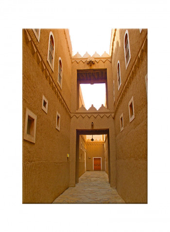 Traditional Arab Building Street Photo Art Canvas Painting Beige 50x70centimeter