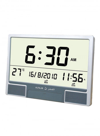 Automatic Azan Clock Silver/Black 37x3x27centimeter