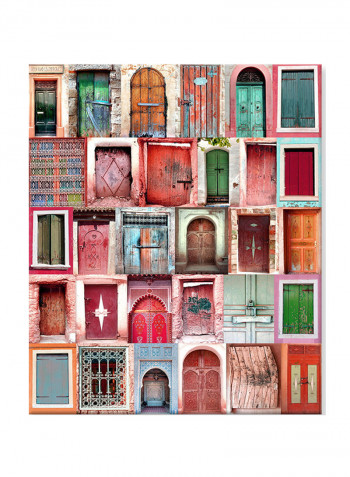 The Doors In Red Hues Photo On Canvas Painting Multicolour 50x60centimeter