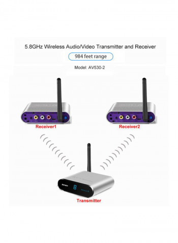 Wireless AV Transmitter Receiver With EU Plug V7079EU Silver/Black
