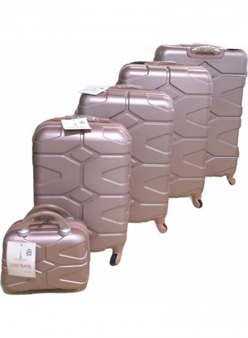 5-Piece Luggage Trolley Set Rose Gold