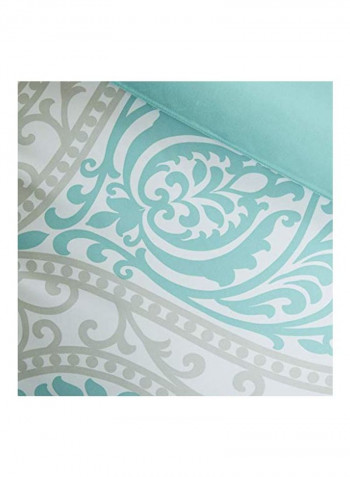 5-Piece Damask Designed Comforter Set Aqua Blue/Grey Full