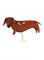 Oscar The Dachshund Pendulum Clock Brown/Beige 16.25x11inch