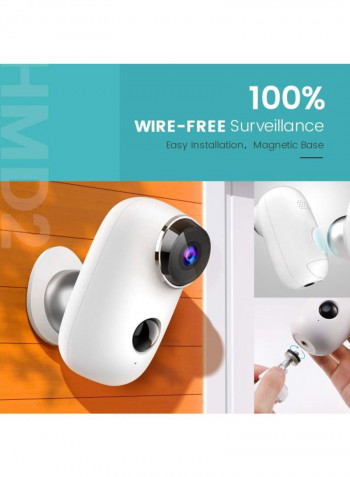HMD2 Wireless Rechargeable Battery-Powered Security Camera, 1080P Video With 2-Way Audio, Night Vision, Waterproof Home Indoor/Outdoor WiFi Cameras With Cloud Service And 11 Pieces Accessories