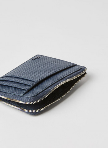 Chantaco Matte Pique Leather Zip 4 Card Holder MARBLE/CLIFF-CLIFF