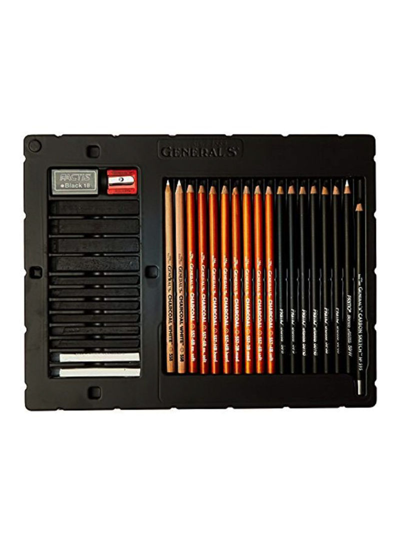 33-Piece Classic Charcoal Drawing Set Multicolour