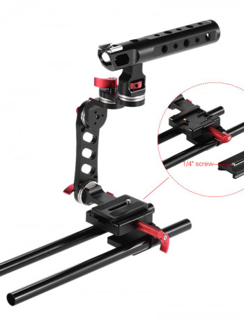 C-Shape Film Making Camera Cage Bracket With Quick Release Plate Black/Red