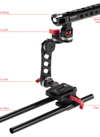 C-Shape Film Making Camera Cage Bracket With Quick Release Plate Black/Red