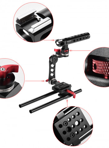 C-Shape Film Making Camera Cage Bracket With Quick Release Plate Black/Red