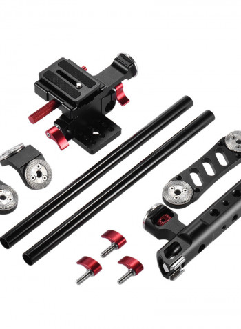 C-Shape Film Making Camera Cage Bracket With Quick Release Plate Black/Red