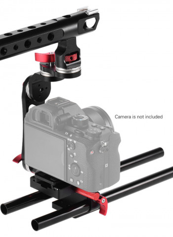 C-Shape Film Making Camera Cage Bracket With Quick Release Plate Black/Red