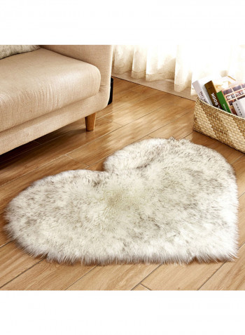 Soft Fluffy Heart Pattern Home Rug White 70x90centimeter