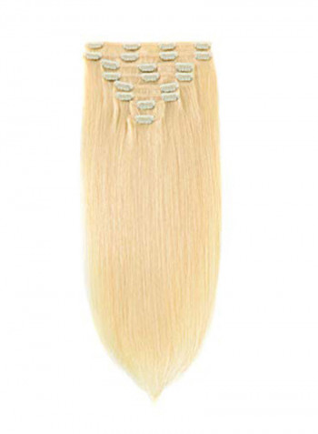 8-Piece Premium Real Clip In Human Hair Extension Blonde 18inch