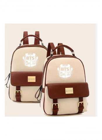 Casual Backpack  For  Girls Beige/Brown