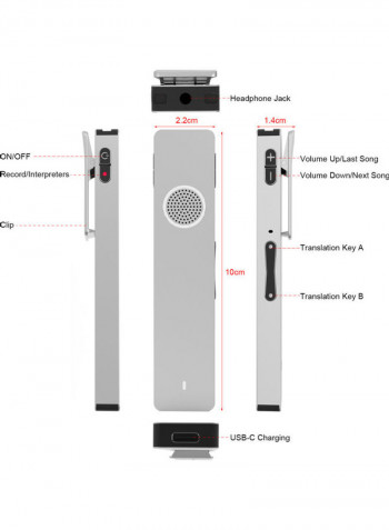 Mini Digital Voice Recorder  Real-time Translator Silver