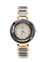 Women's 22K Gold Plated With Crystal And Ceramic Analog Watch P-21678