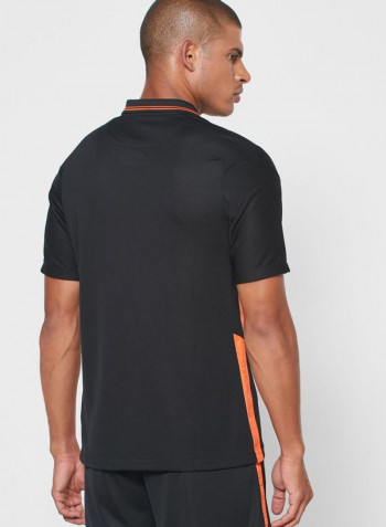Netherlands Away Polo Black/Safety Orange