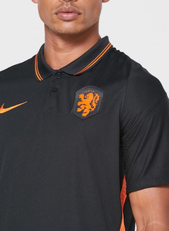 Netherlands Away Polo Black/Safety Orange