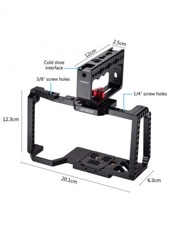 Camera Cage With Top Handle Grip Black