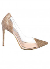 Malibu-R High Heel Peep Toe Pumps ذهبي وردي/شفاف