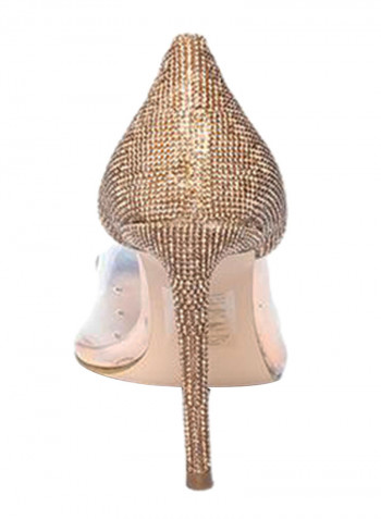 Malibu-R High Heel Peep Toe Pumps ذهبي وردي/شفاف
