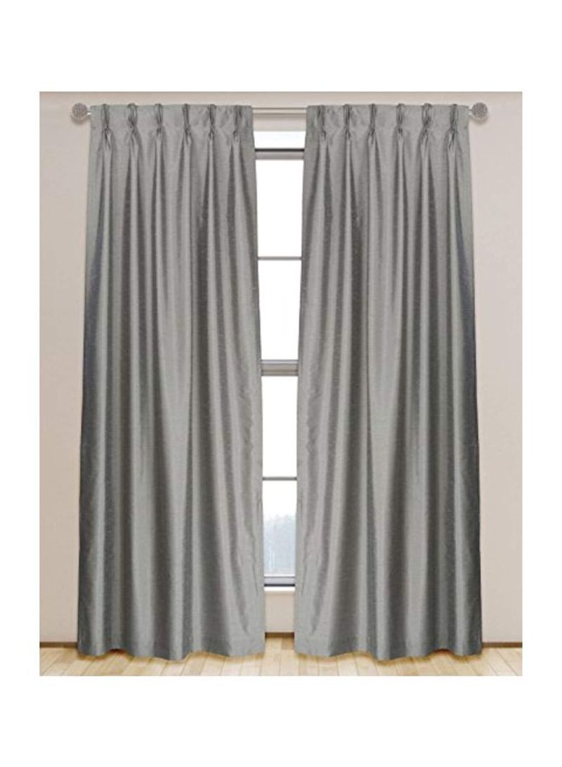 2-Piece Faux Silk Curtain Set Slate Grey 30x95inch