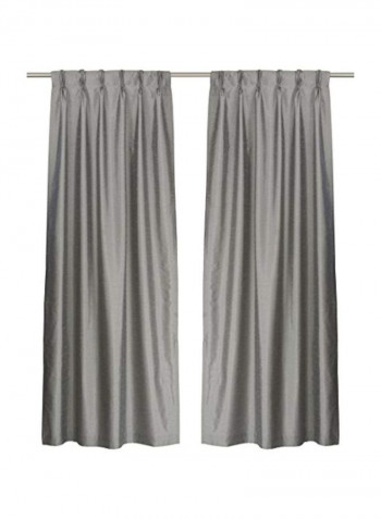 2-Piece Faux Silk Curtain Set Slate Grey 30x95inch
