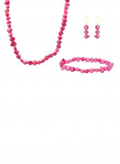 Set of 3 10 Karat Gold Pearl Beads Necklace Bracelet and Earrings