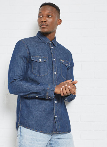 Western Denim Shirt Blue