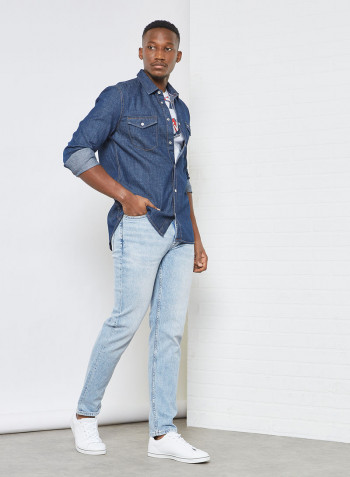 Western Denim Shirt Blue