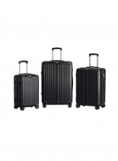 3-Piece Gravel Hardside Expandable Luggage With Spinner Wheels Black