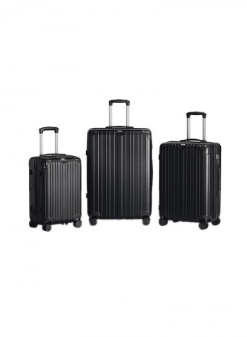 3-Piece Gravel Hardside Expandable Luggage With Spinner Wheels Black