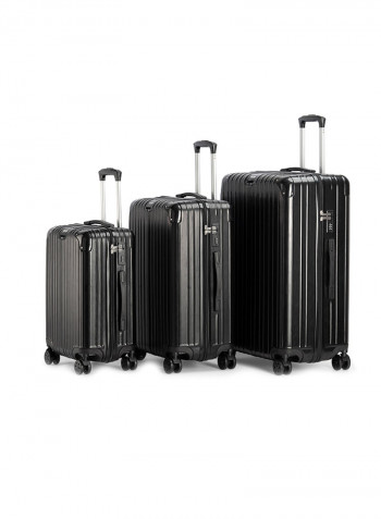 3-Piece Gravel Hardside Expandable Luggage With Spinner Wheels Black